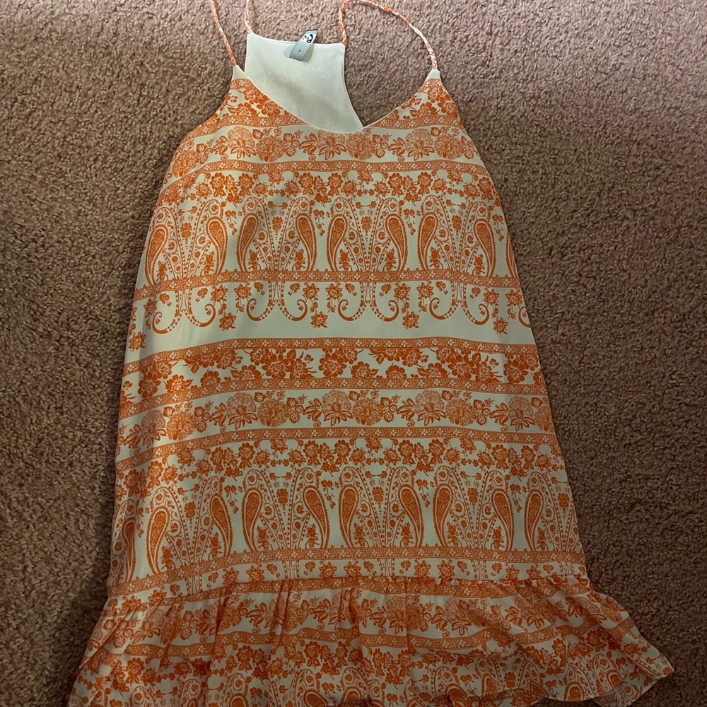 Forever 21 Orange and White Mini Dress